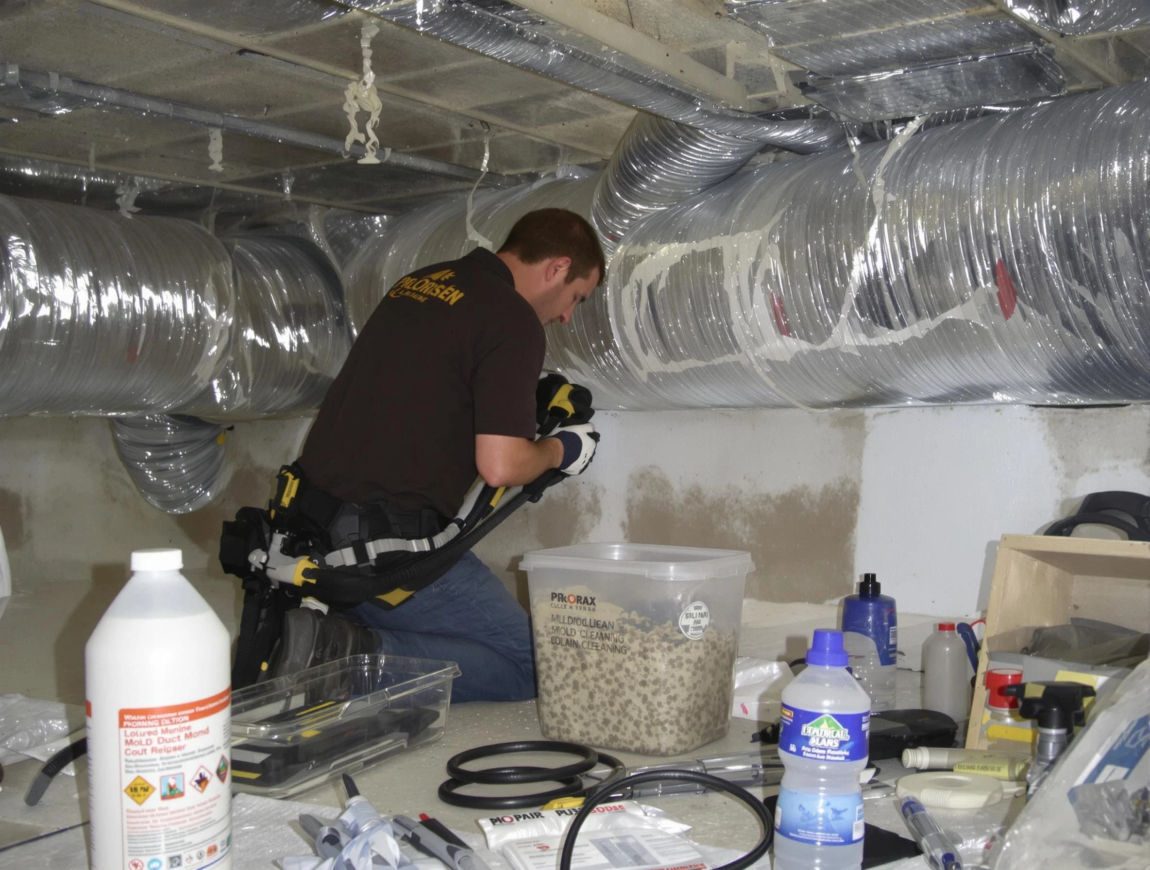 Scottdale Air Duct Cleaning specialist performing professional mold removal from air ducts in Scottdale