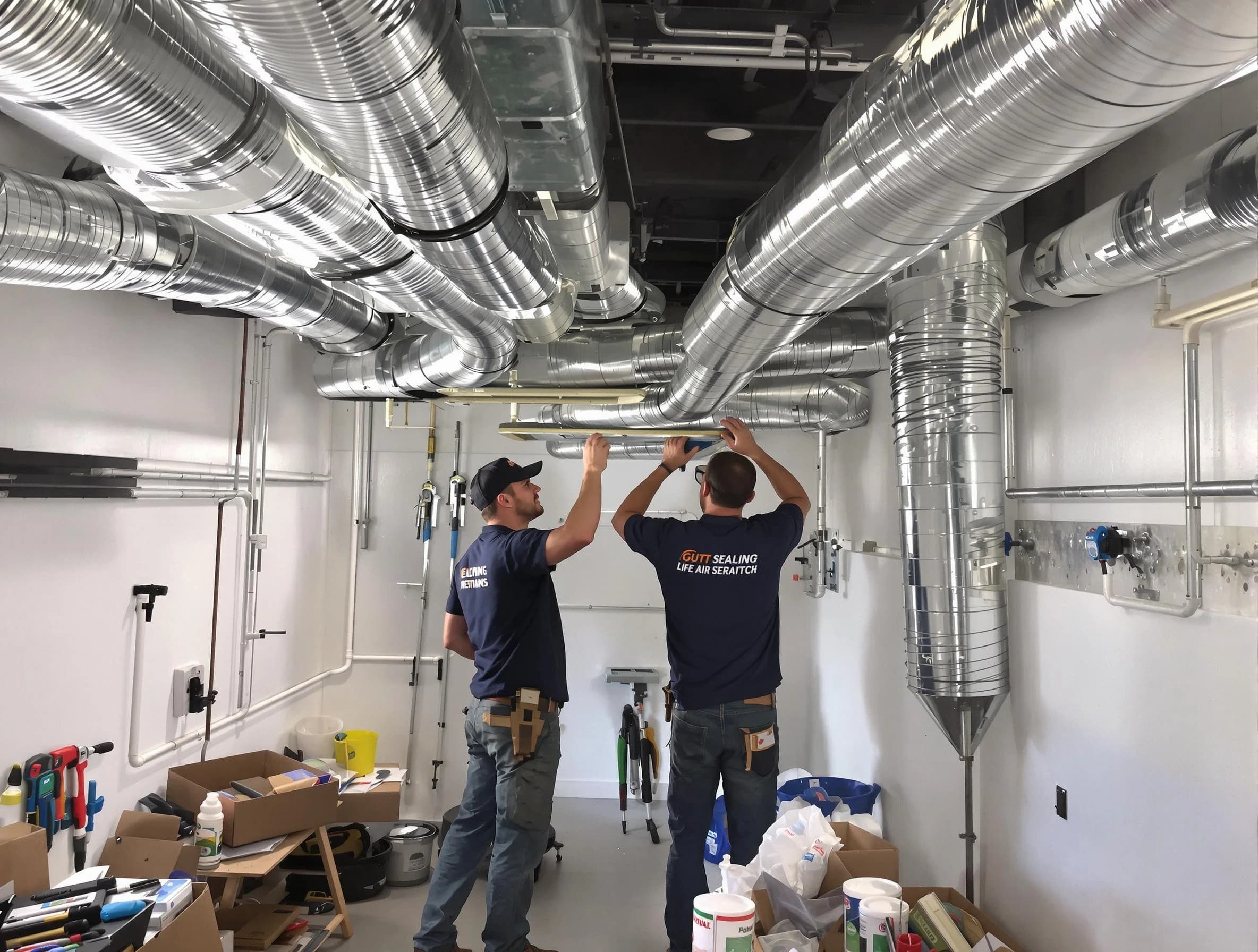 Scottdale Air Duct Cleaning technician applying professional duct sealing solutions in Scottdale