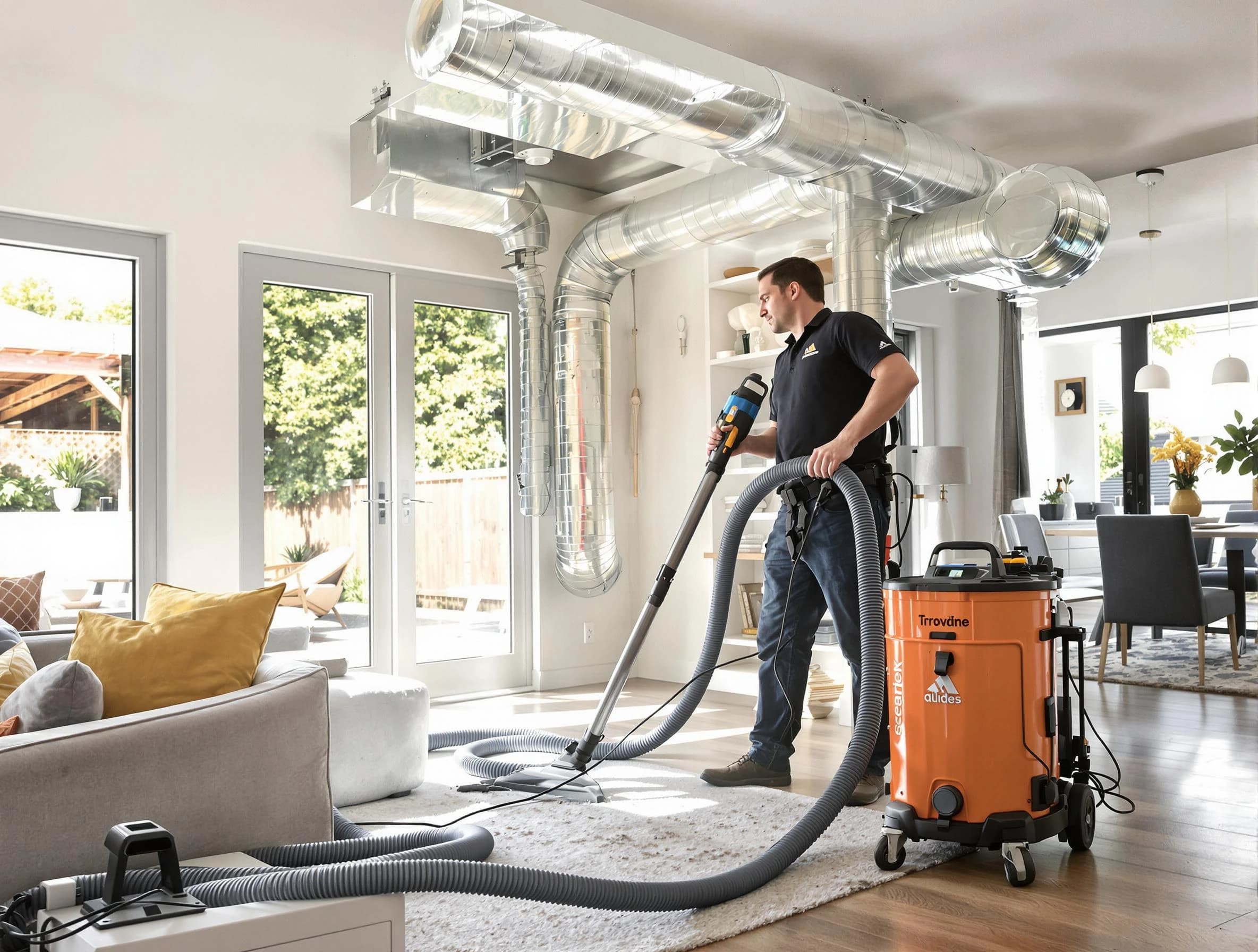 Scottdale Air Duct Cleaning specialist performing thorough residential duct cleaning using advanced equipment in Scottdale