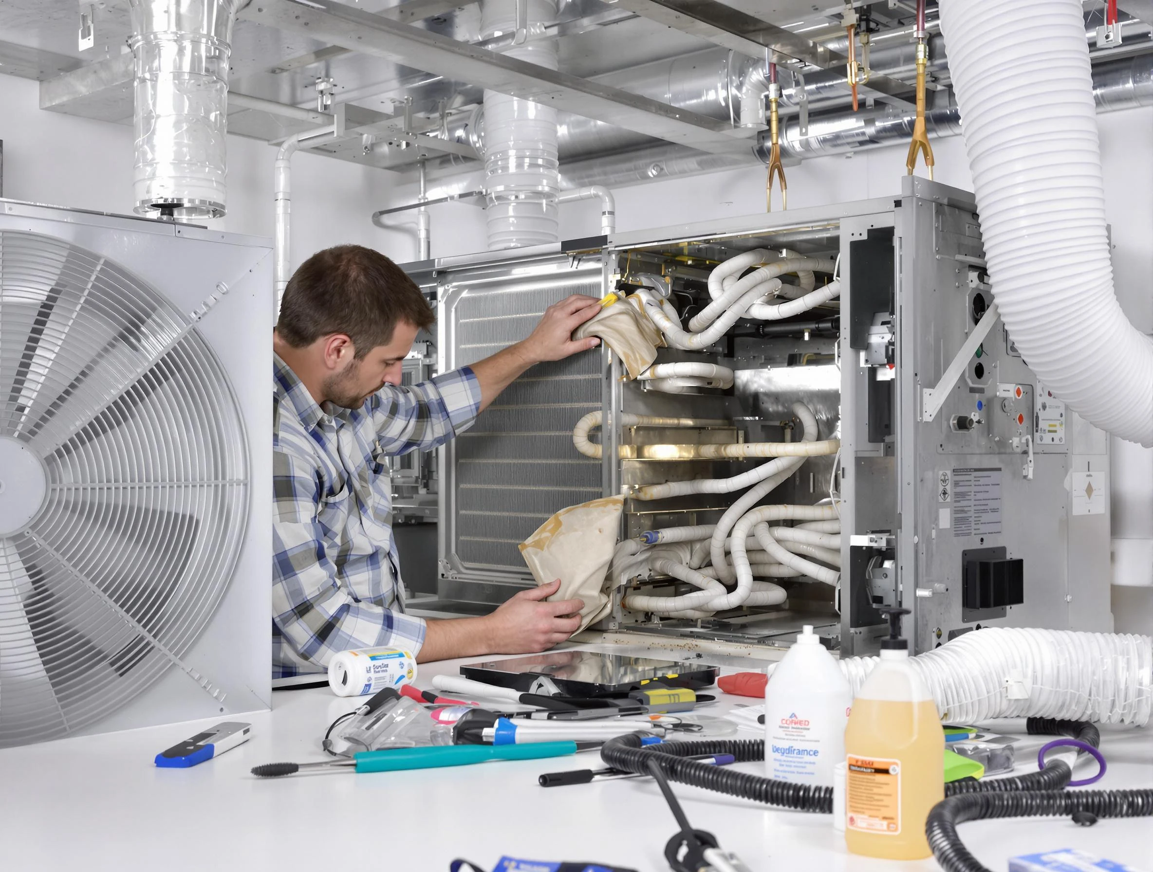 Scottdale Air Duct Cleaning specialist performing precision AC coil cleaning in Scottdale