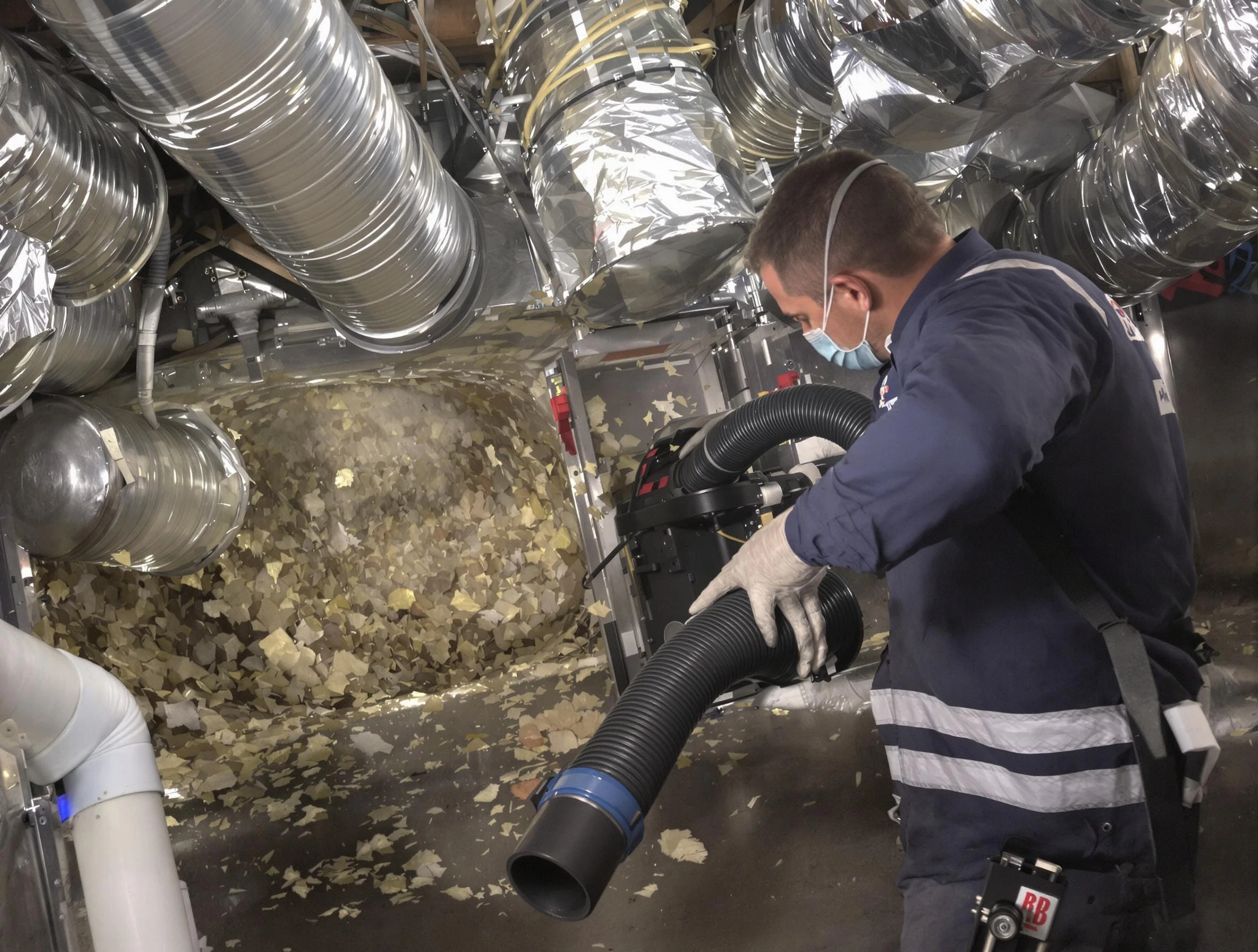 Scottdale Air Duct Cleaning specialist operating negative pressure cleaning equipment for thorough duct maintenance in Scottdale